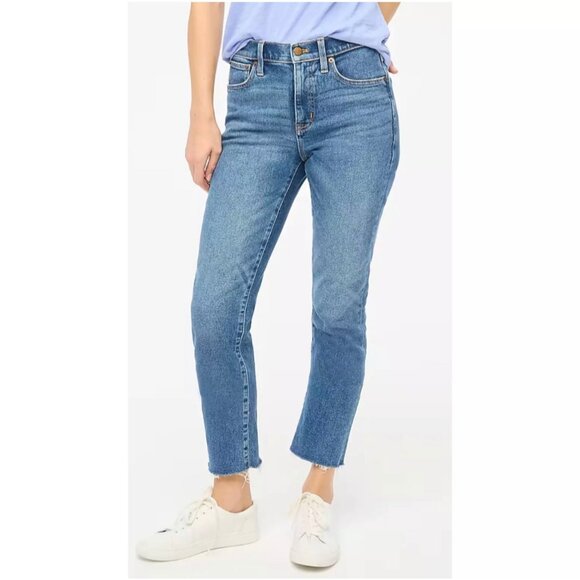 NWT J. Crew Factory Petite Essential Straight Jeans All Day Stretch - Picture 1 of 8
